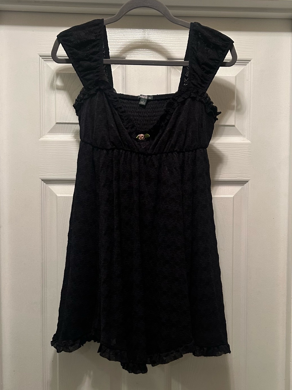 Wild Fable Black Mini Dress With Lace Detail